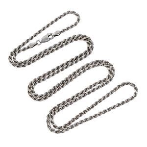 Vintage Italy Sterling Silver 925 2.3mm Rope Chain Necklace 30.5"